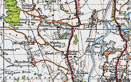 Old map of Hallow Heath in 1947