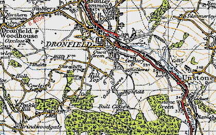 Old map of Hallowes in 1947