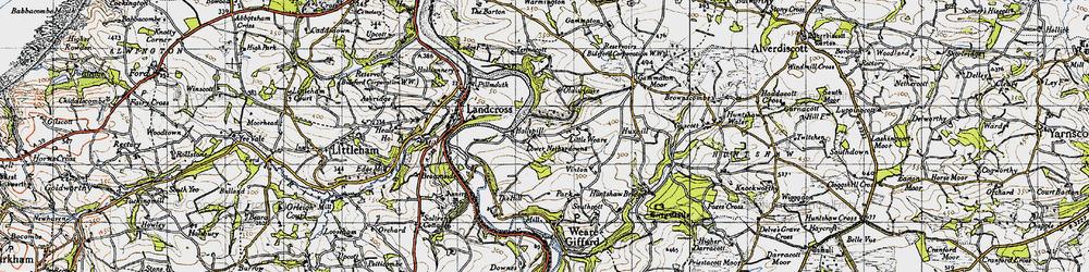 Old map of Hallspill in 1946