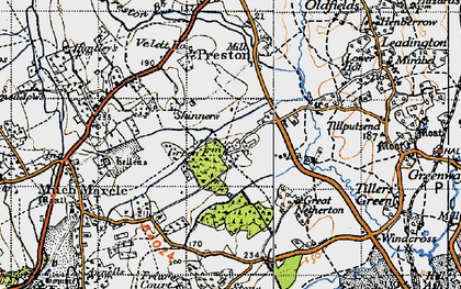Old map of Hallwood Green in 1947