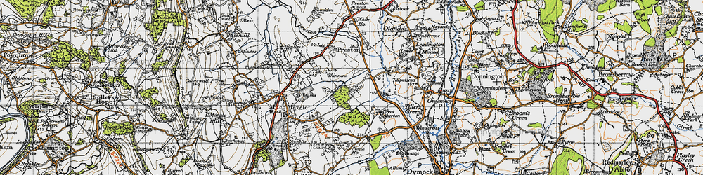 Old map of Hallwood Green in 1947