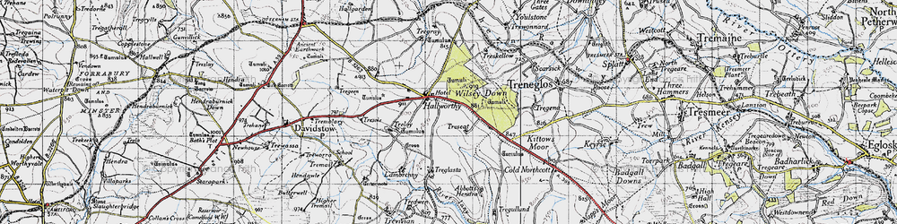 Old map of Hallworthy in 1946