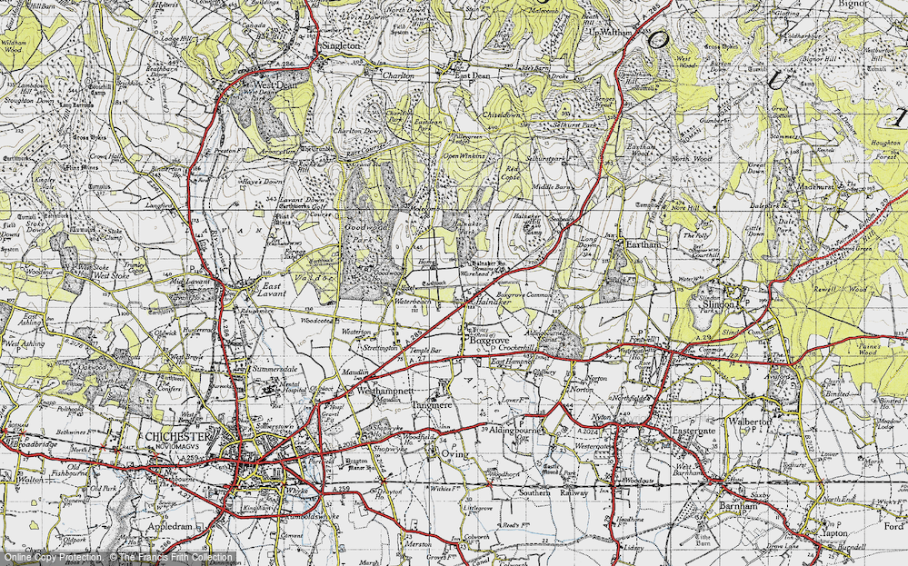 Old Map of Historic Map covering Boxgrove Common in 1940
