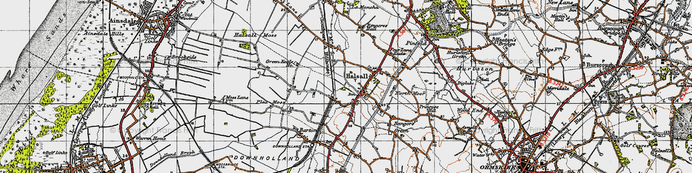 Old map of Halsall in 1947