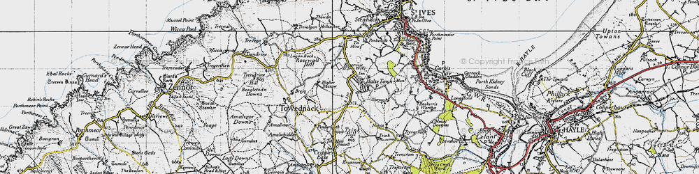 Old map of Halsetown in 1946