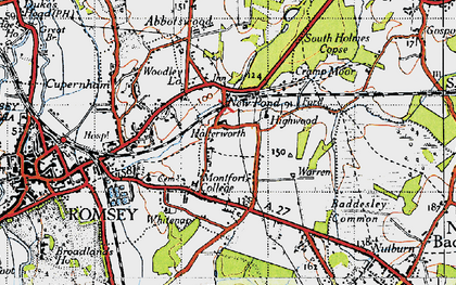 Old map of Halterworth in 1945