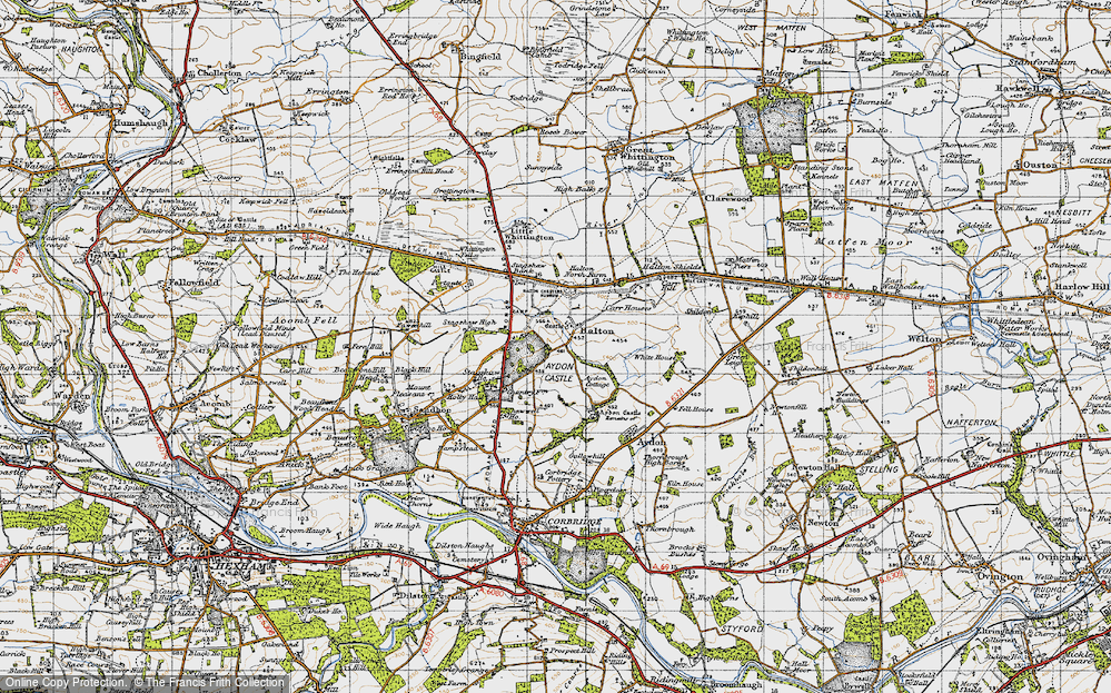 Old Map of Historic Map covering Whittington Fell in 1947