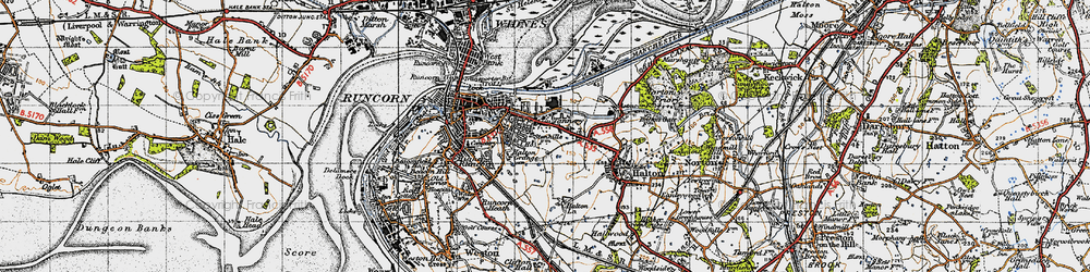Old map of Halton Brook in 1947