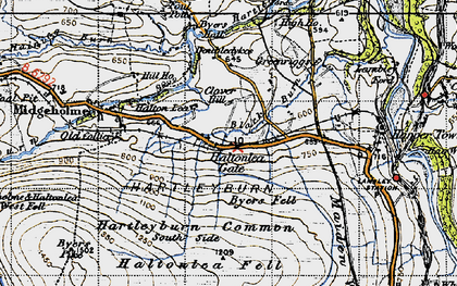 Old map of Halton Lea Gate in 1947