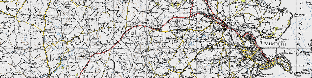 Old map of Halvosso in 1946