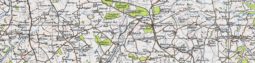 Old map of Halwill in 1946