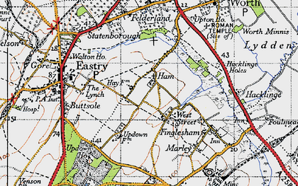 Old map of Ham in 1947