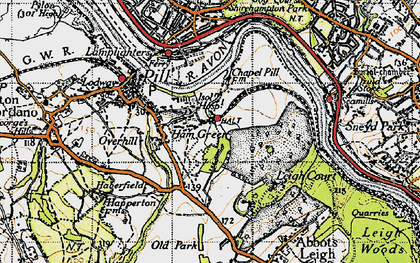 Old map of Ham Green in 1946