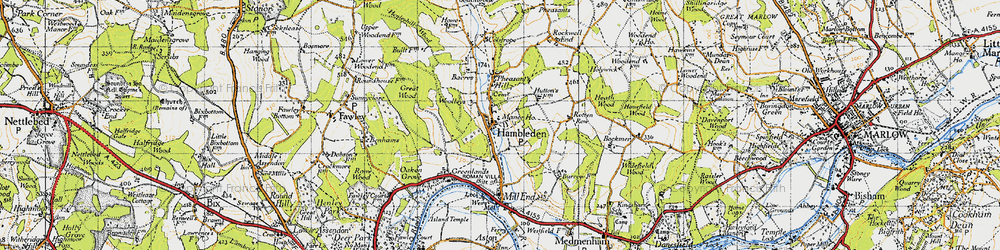 Old map of Hambleden in 1947