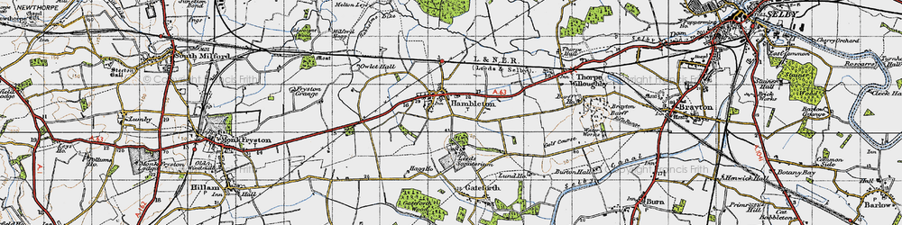 Old map of Gateforth Hall in 1947
