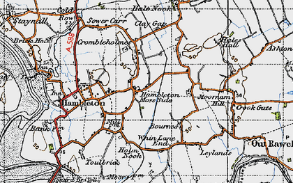 Old map of Hambleton Moss Side in 1947