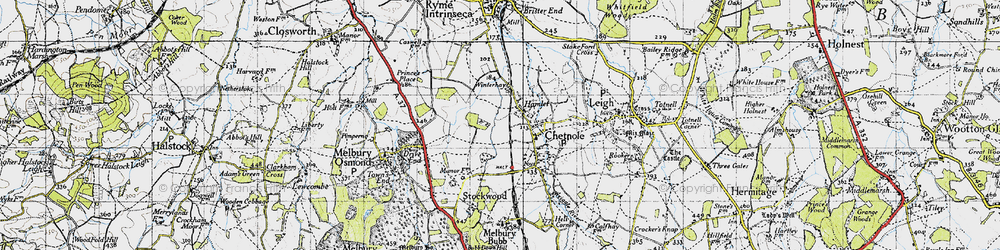 Old map of Hamlet in 1945