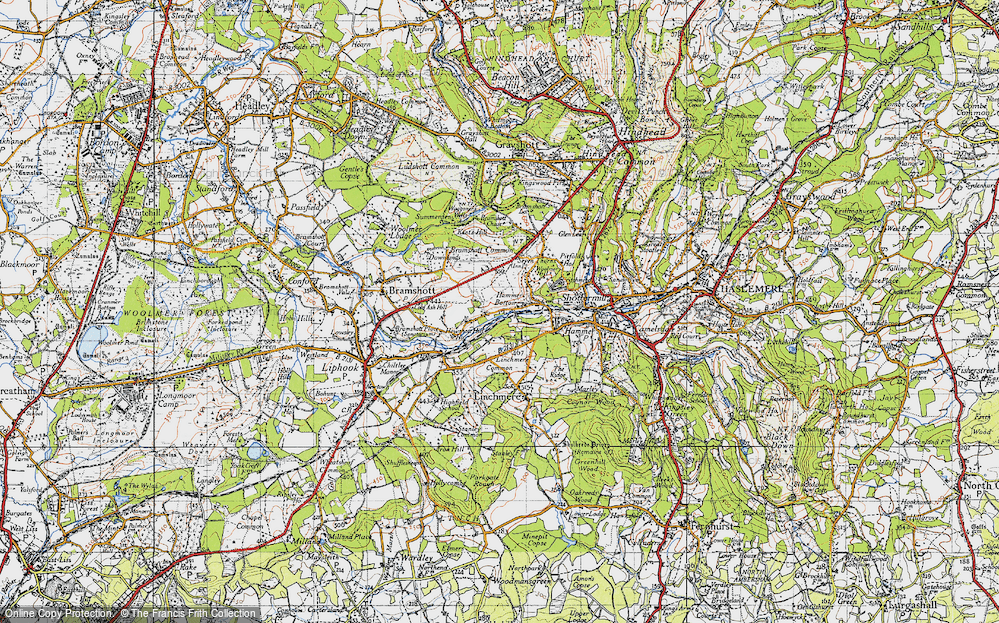 Old Map of Historic Map covering Bramshott Chase in 1940