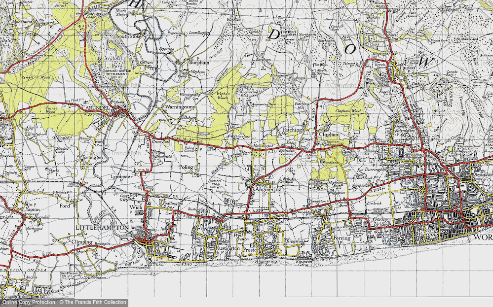 Old Map of Historic Map covering Angmering Park in 1945