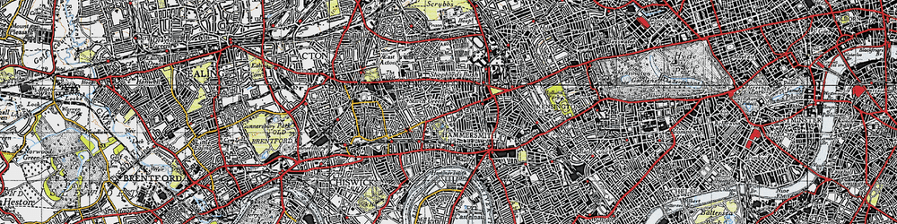 Old map of Hammersmith in 1945
