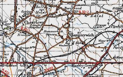 Old map of Hammerwich in 1946