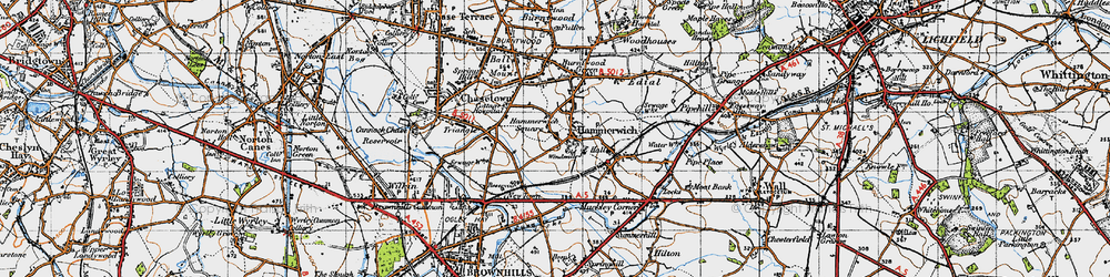 Old map of Hammerwich in 1946