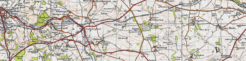 Old map of Hampen in 1946