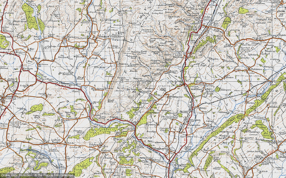 Old Map of Historic Map covering Churchmoor Hall in 1947