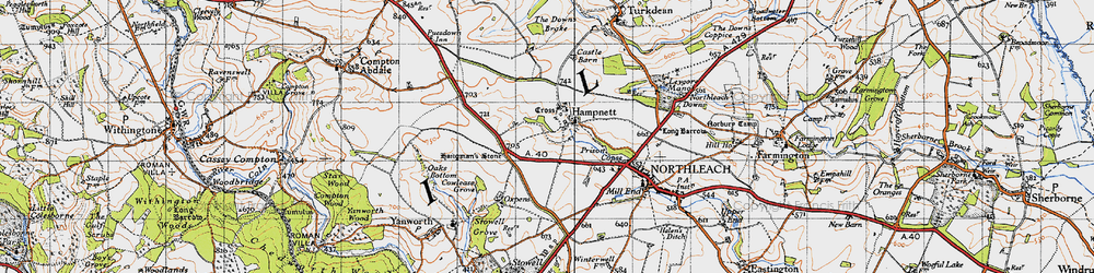 Old map of Hampnett in 1946