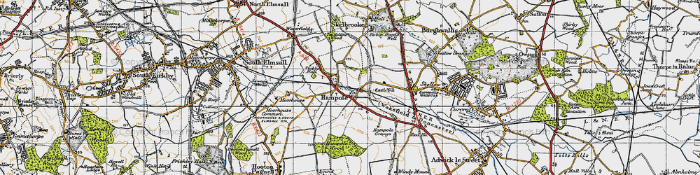 Old map of Hampole in 1947
