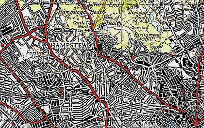 Old map of Hampstead in 1945