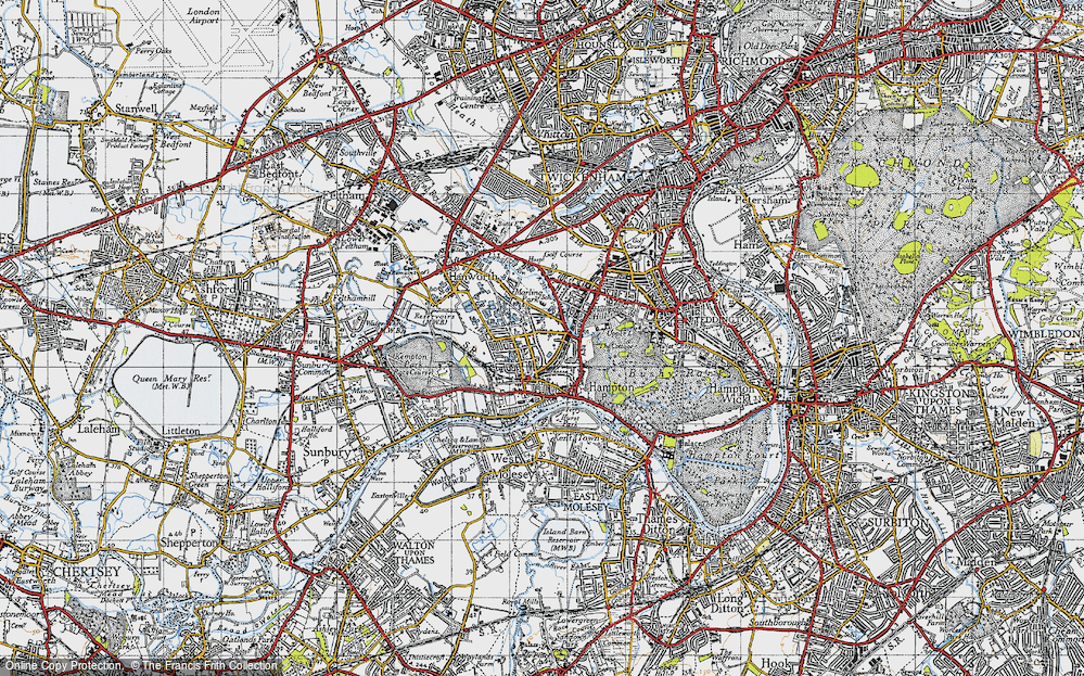 Old Map of Hampton, 1945 in 1945
