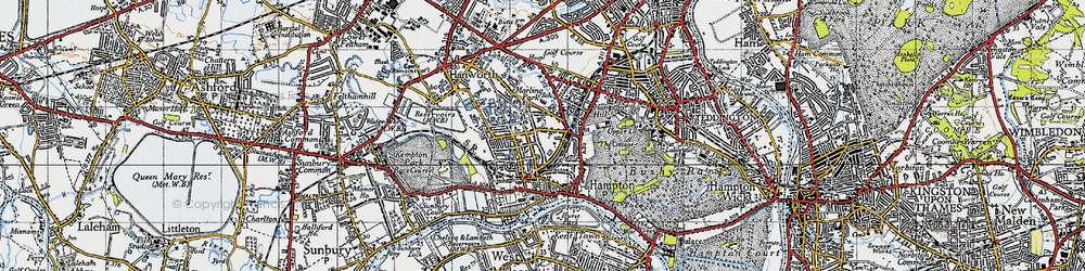 Old map of Hampton in 1945
