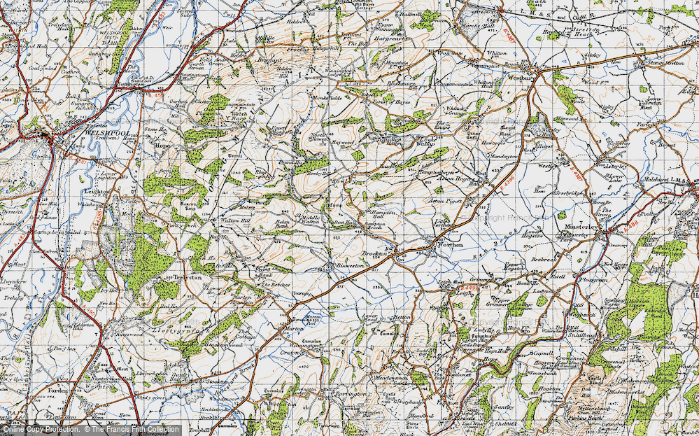 Old Map of Historic Map covering Belan Bank in 1947