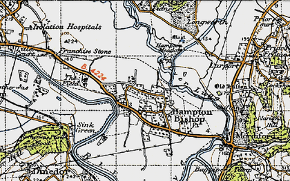 Old map of Hampton Bishop in 1947