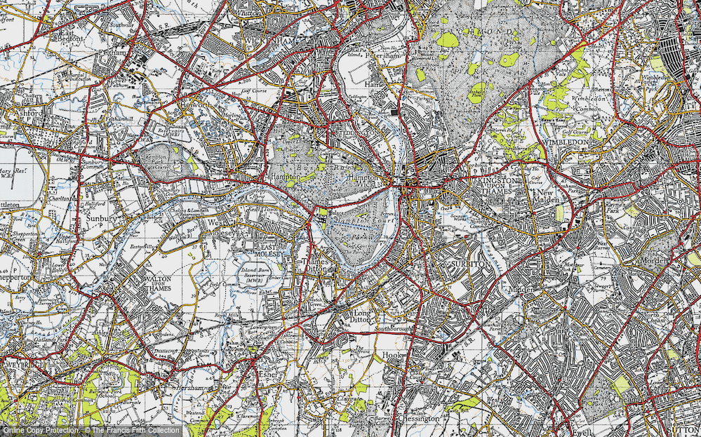 Old Map of Hampton Court Park, 1945 in 1945