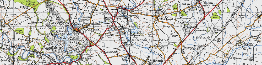 Old map of Hampton Gay in 1946