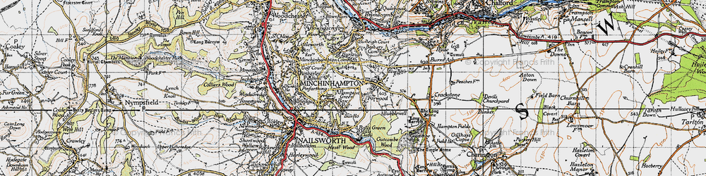 Old map of Hampton Green in 1946