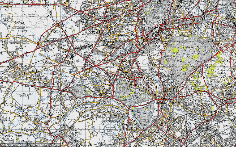 Old Map of Hampton Hill, 1945 in 1945