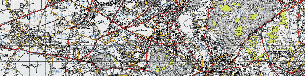 Old map of Hampton Hill in 1945