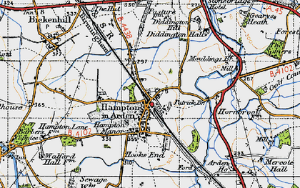 Old map of Hampton in Arden in 1947
