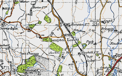 Old map of Hampton Lovett in 1947