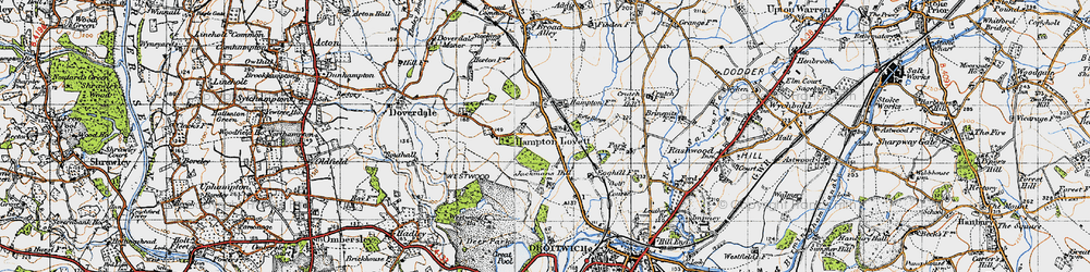 Old map of Hampton Lovett in 1947