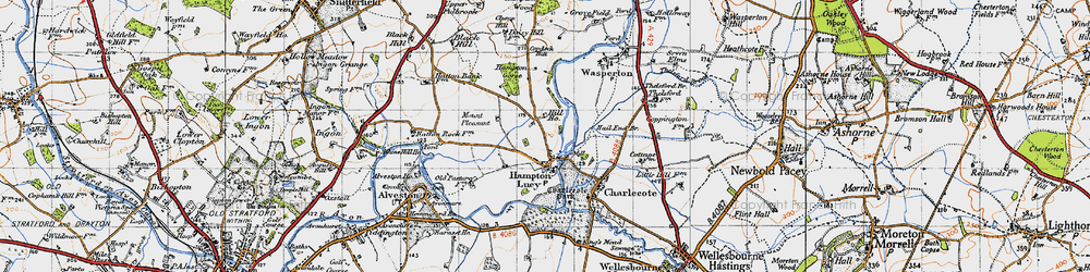Old map of Hampton Lucy in 1947