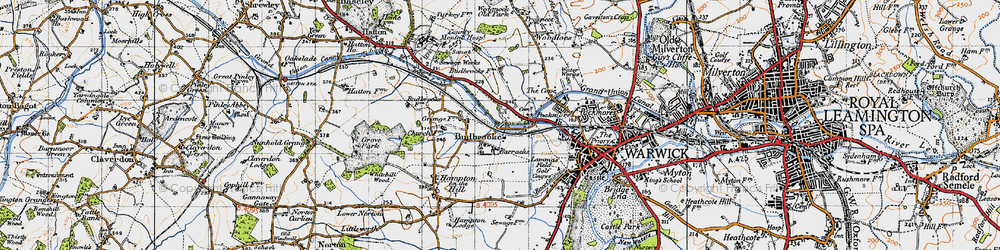 Old map of Hampton Magna in 1947