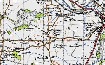 Old map of Hampton on the Hill in 1947