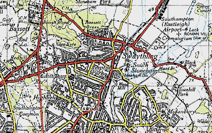 Old map of Woodmill in 1945