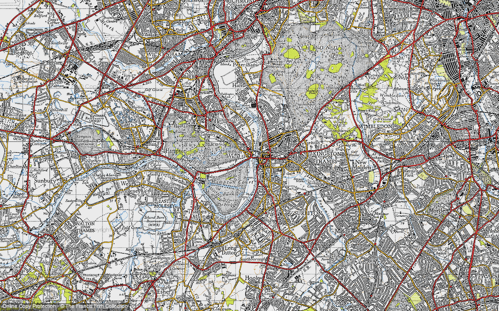 Old Map of Hampton Wick, 1945 in 1945