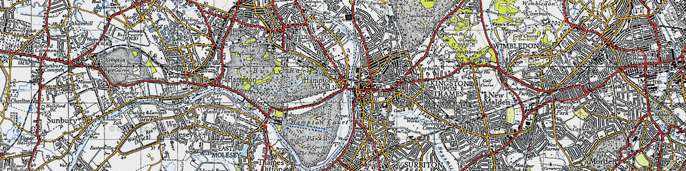 Old map of Hampton Wick in 1945