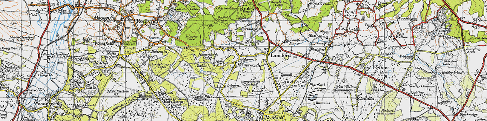 Old map of Hamptworth in 1940